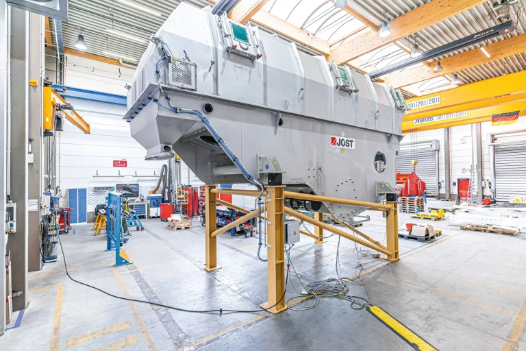 JOEST DWFT dryer with supporting steel frame structure for continuous drying of bulk materials in industrial applications.