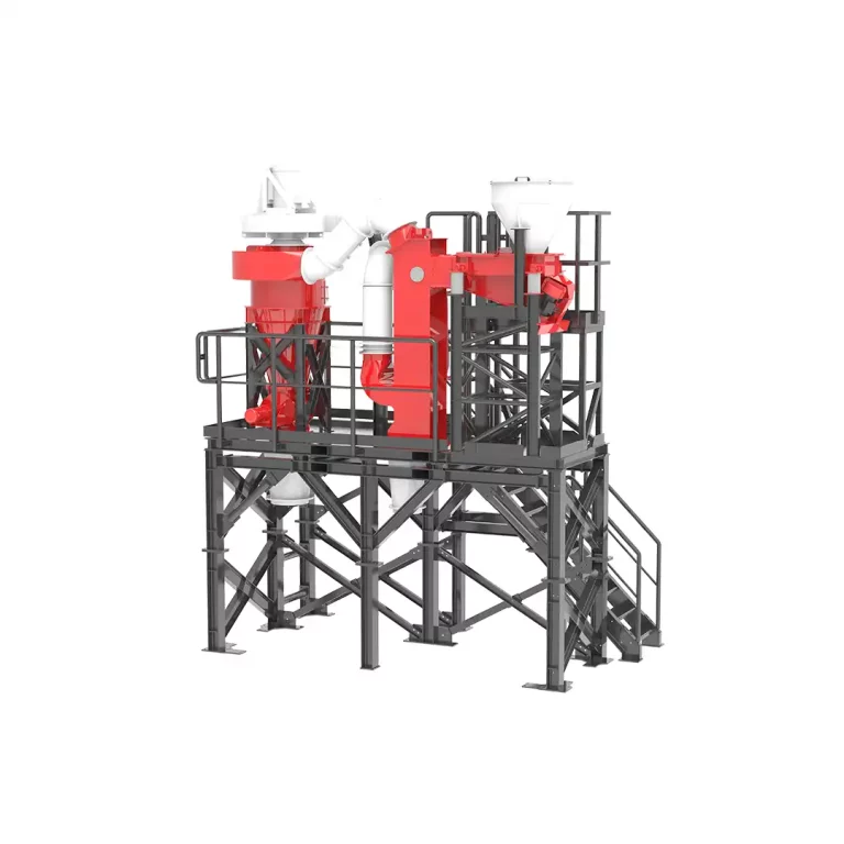 Visualisierung einer modularen JOEST-Recyclinganlage für metallische Reststoffe mit Sieb- und Separationssystem.