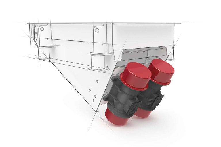 JOEST Vibrationsmotoren an Schwingmaschine für Förder- und Siebtechnik