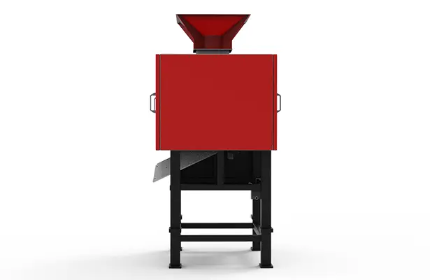 3D visualisation of the de-oiling centrifuge in red design, side view